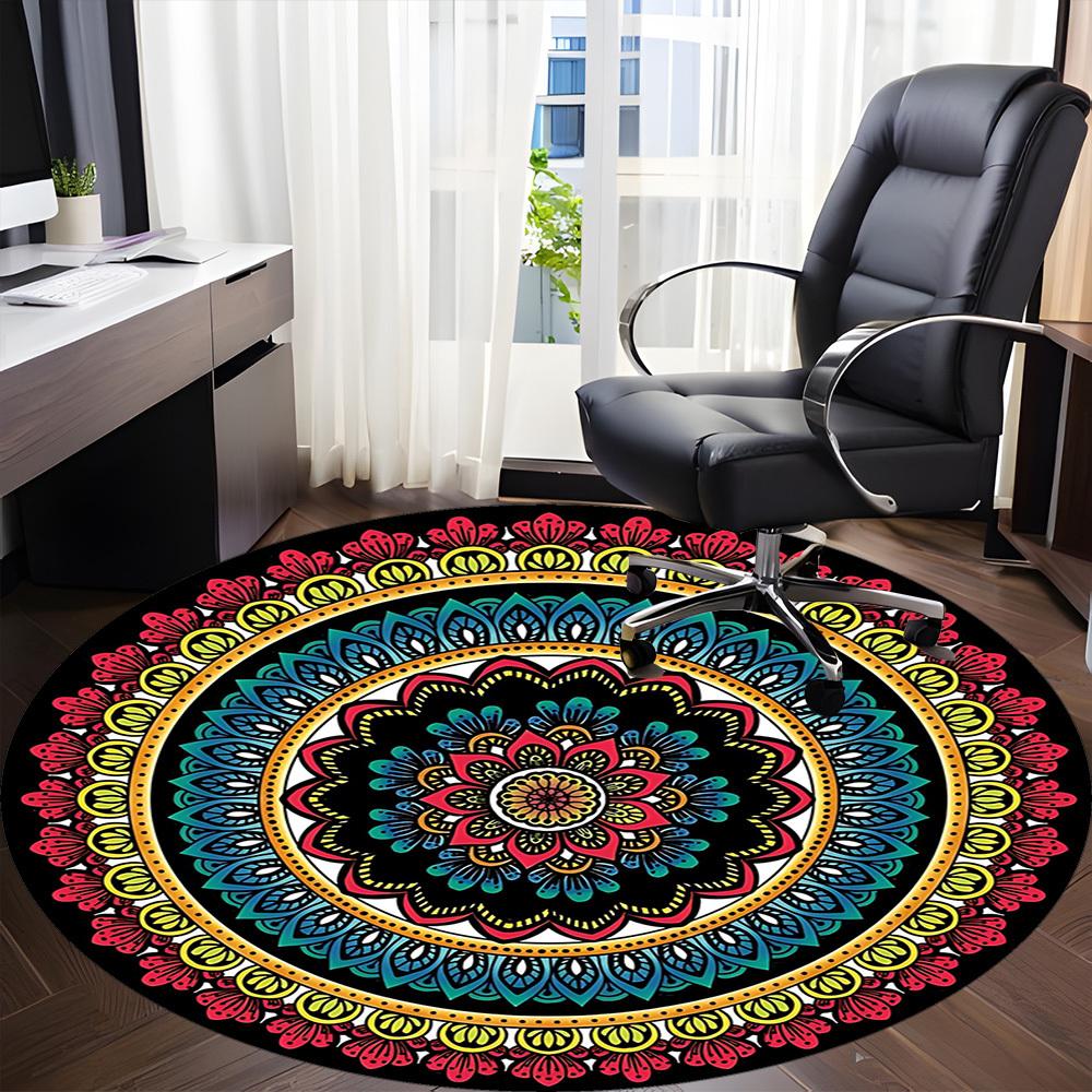 1PC Mandala Pattern Chair Carpet for Office, Indoor Non-Slip Washable Carpet, Soft Comfortable Mat For Office Room yy250930316