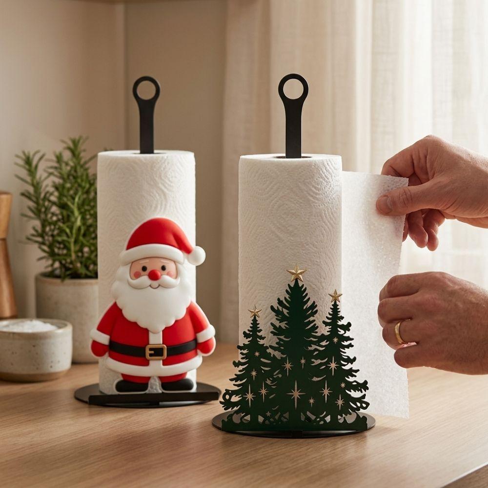 Non-Slip Base Santa Claus Towel Stand Rust-Resistant Kitchen Roll Dispenser Christmas