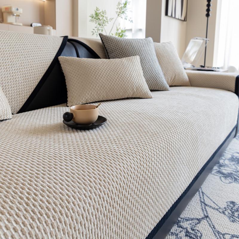 1PC-Middle Ancient Style Bean Velvet Sofa Cushion, New Fixed Anti Slip, Light Luxury Living Room Sofa Cushion