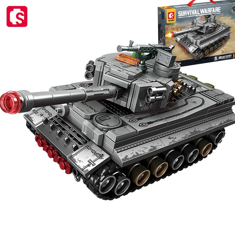 SEMBO BLOCK Tank Series Fight Tank Assemblage Building Blocks MOC Military Vehicle Soldiers Model Bricks For Boys Birthday Gifts no box