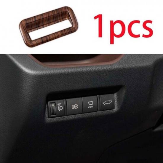 Headlight Button Frame 1X Brown Wood Grain Cover Trim For Toyota RAV4 -