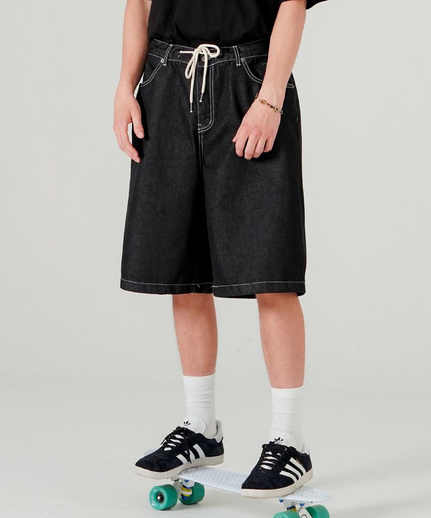 WV PROJECT Broden Bermuda Denim Half Shorts Black Hssp7793