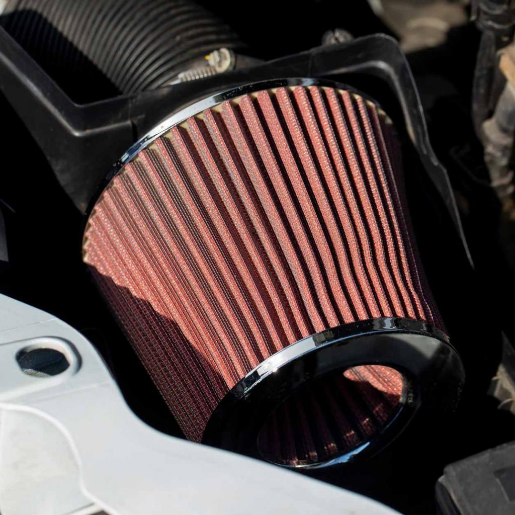 Universal Conical Air Filter Red/Carbon + 3 Adapters Amio-01713