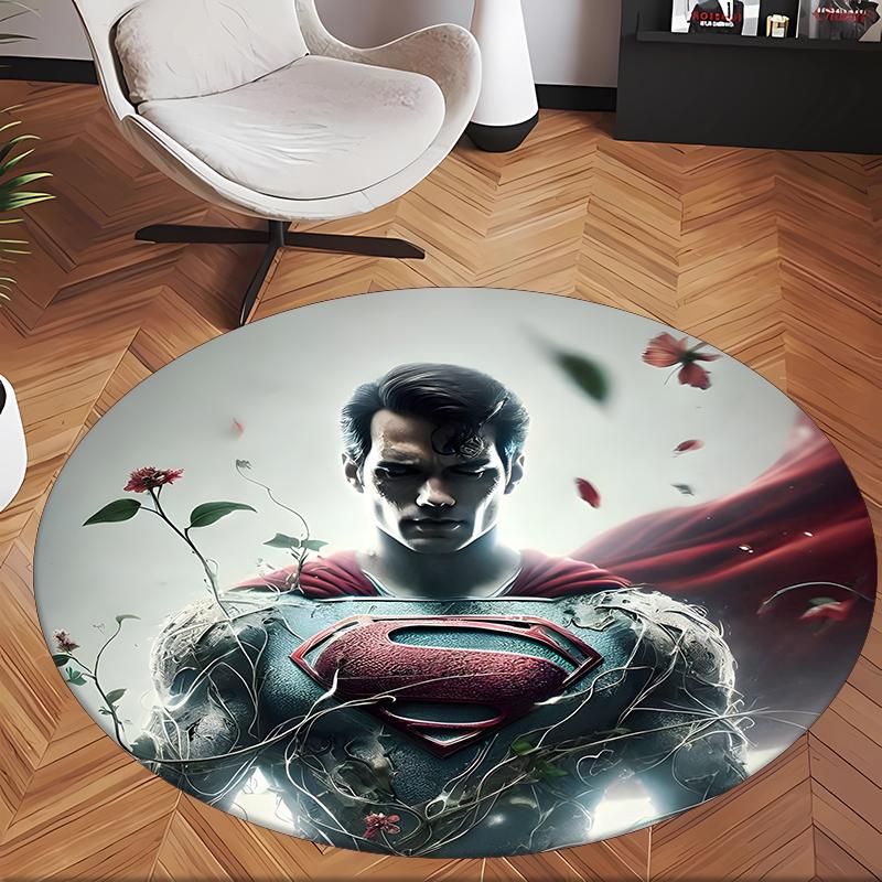 Superuomo (19) Tappeto Rotondo per Ufficio Tappeto Decorativo per Pavimento per Ufficio Camera da Letto Soggiorno e Spazio Domestico
