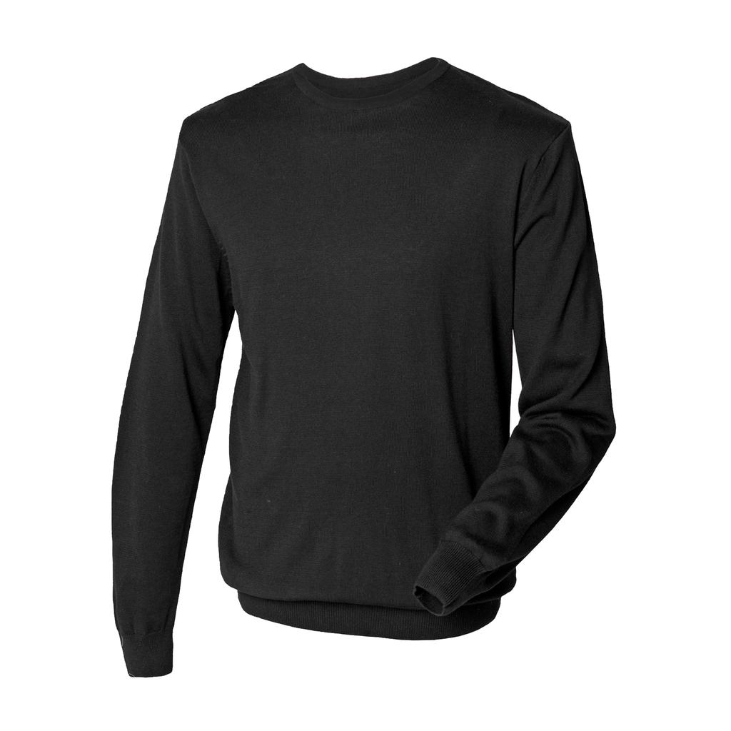 Henbury Mens Crew Neck 12 Gauge Fine Knit Jumper / Sweatshirt