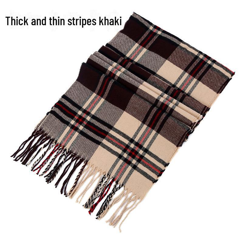 Winter Men's and Women's Thick Plaid Imitation Cashmere Scarf