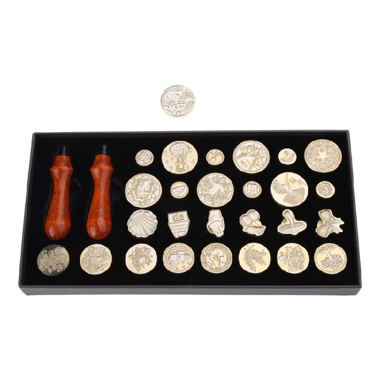 Initial Brass Wax Seal Stamp Kits Handwritten 26 Letters Sealing Stamps Tool