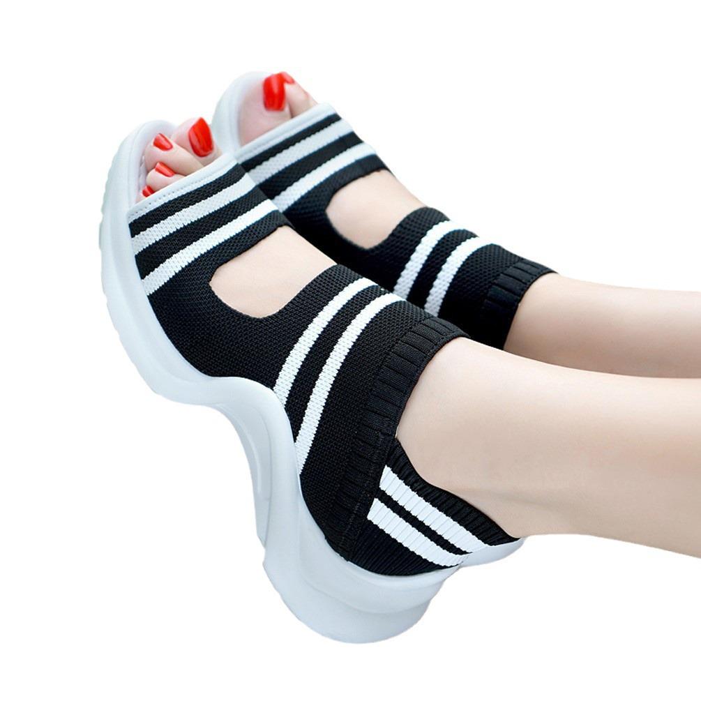 Knitted Mesh Sandals 2025: Thick Sole, Lightweight, Summer Sports Casual, Round Toe Women's Footwear