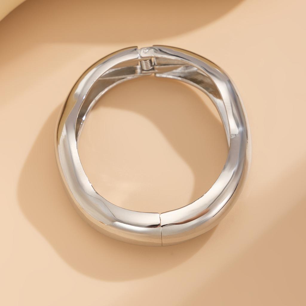 Ins Irregular Glossy Alloy Bracelet Personalised Wave Open Bracelet Set Fashion Light Luxury Personality Trend Stacked Wear Style Women's Jewellery