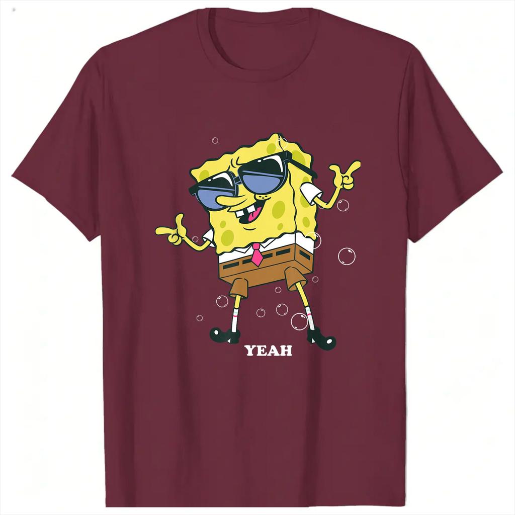 Streetwear T Shirt Spongebobs Cool Yeah Sunglasses T Shirts Leisure Tee Shirt for Unisex Summer Y2K Casual Print Short Sleeve Tops