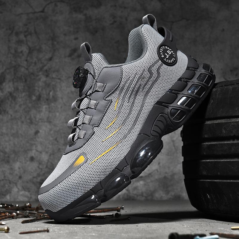 Herresikkerhetssko med ståltå, lettvekts arbeidssko med punkteringsbeskyttelse, pustende sklisikker konstruksjonssko