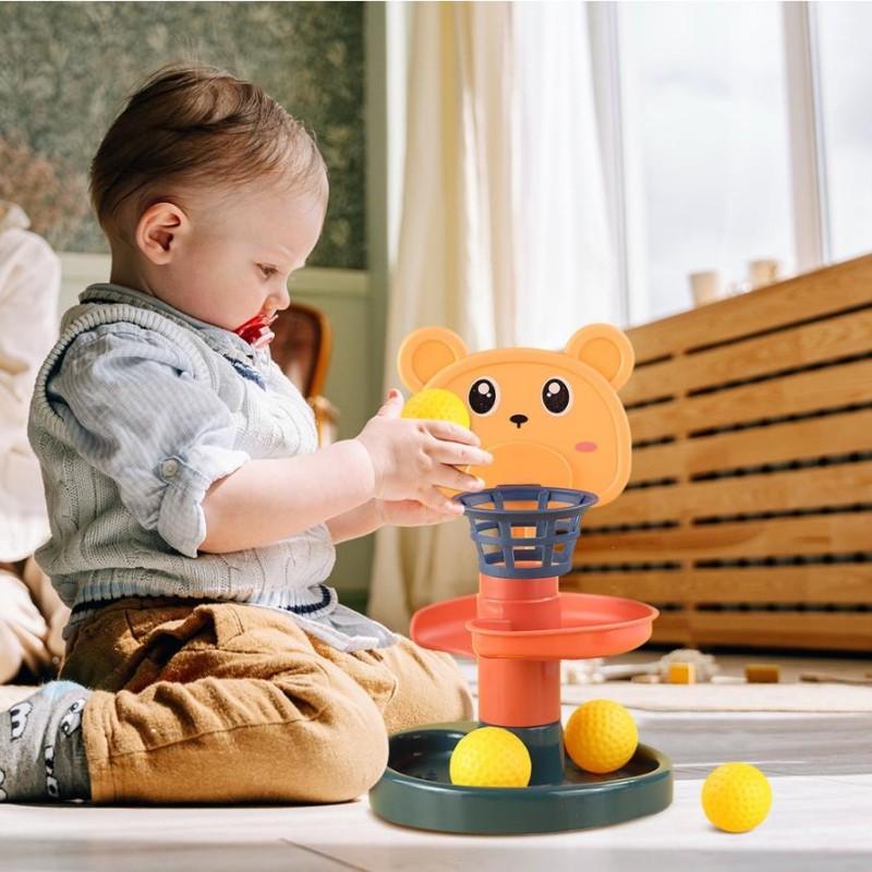 Giocattoli Educativi Creativi per Bambini con Pista Rotante, Palla che Scorre, Torre Impilabile