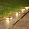 4 PCS Waterproof Garden Light 8 LED Deck Light Warning Light Solar Ground Lights  Walkway