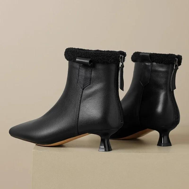 Fashion Woman Chelsea Ankle Boots Designer Snow Boots Winter Cotton Shoes 2025 Trend Pointed Toe Low Heels Fashion Botas Pumps Mujer