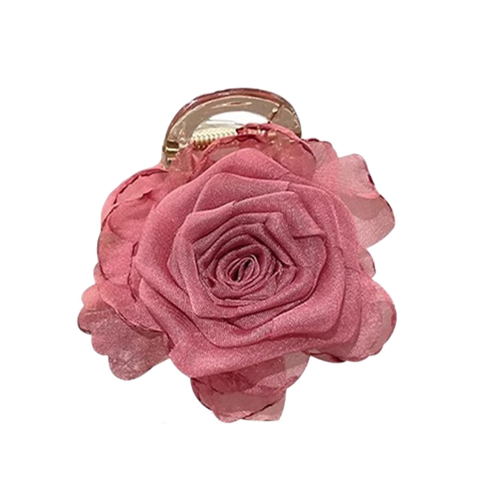 Contemporary Camellia Hair Clip Hair Clamp With Mesh Petals Secure Grip Hairpin Fashion Barrette For Long Hair розовый