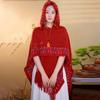 Women's National Style Knitted Hooded Shawl Cape