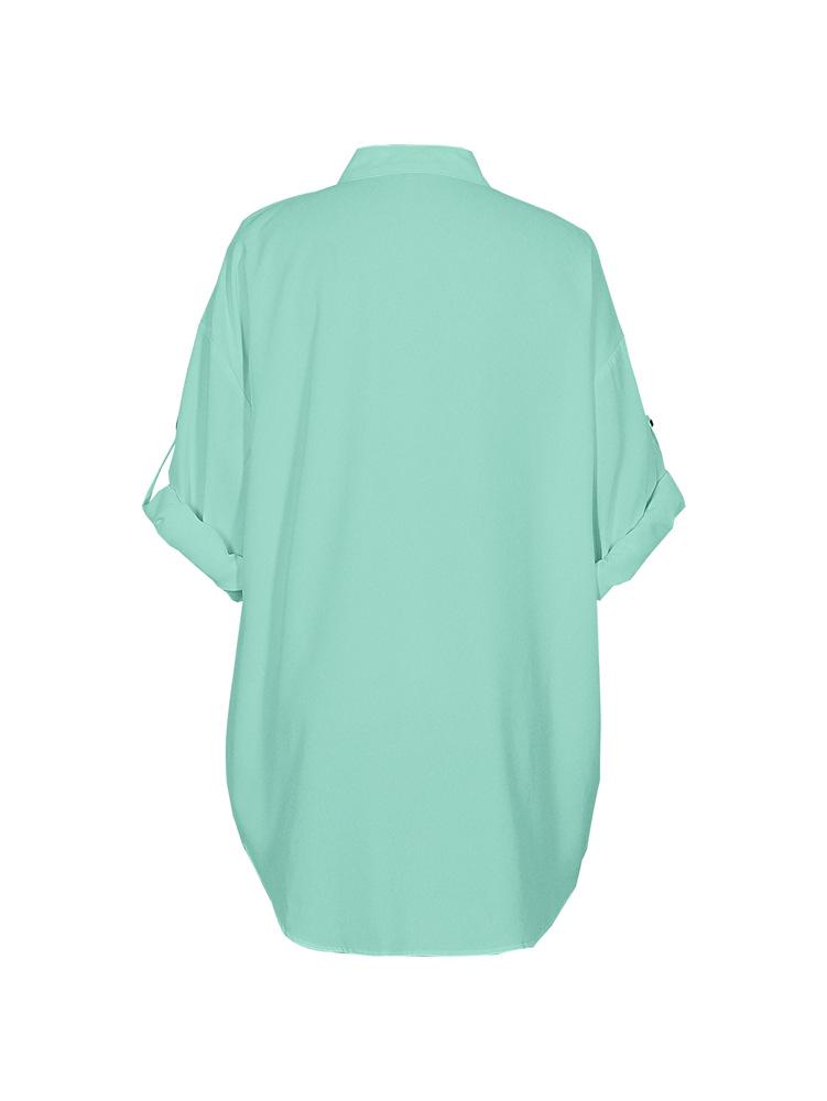 Cotton & Linen Row Button Plus Size Women's Mid-Length Short-Sleeve Loose Shirt