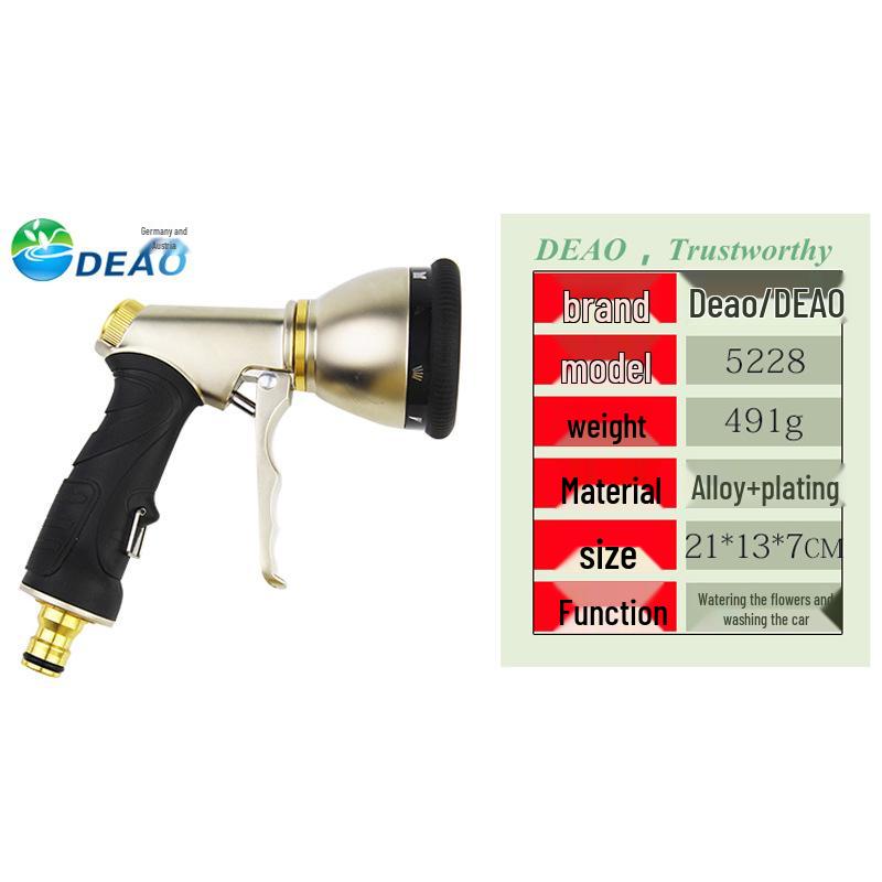 Zahradní tryska z vysokotlaké slitiny: Víceúčelová stříkací pistole na zalévání a mytí auta