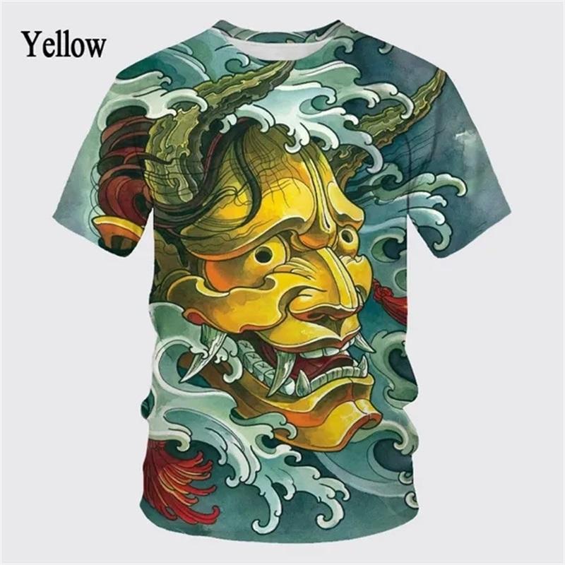 Japanische Geist Prajna Grafik T-Shirts für Herren 3D-Druck Rundhals Lässige Kurzarm-T-Shirts Personalisierte Herren-T-Shirts