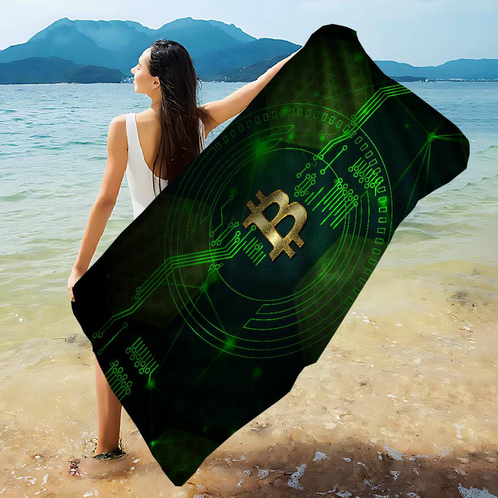 Funny Bitcoin Microfiber Printed Beach Towel Mountain Climbing Yoga Beach Swimming Running Absorbent Soft Towel