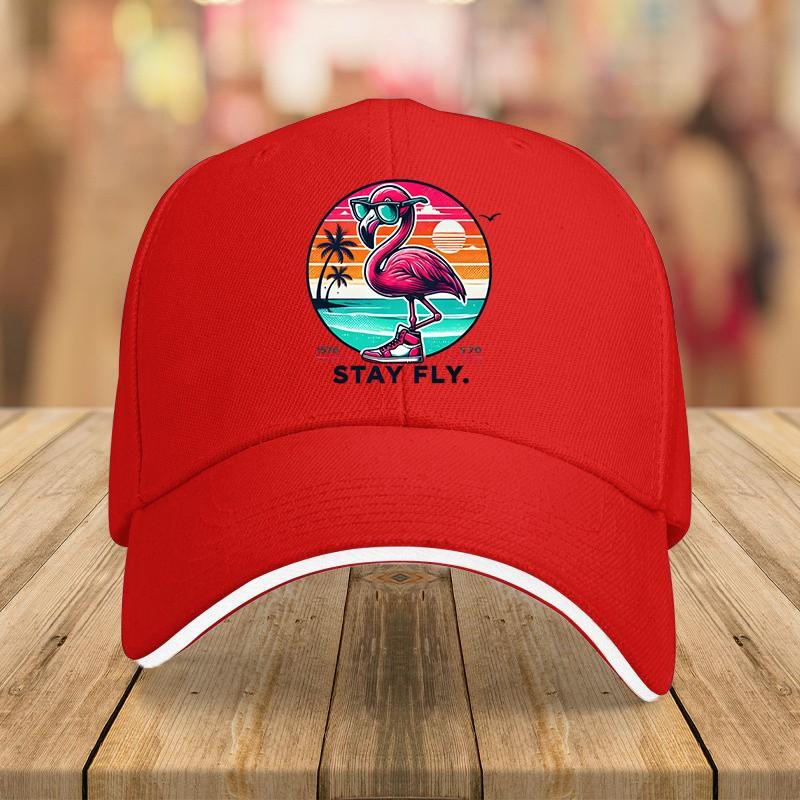 Flamingo Stay Fly Graphic Baseball Cap Vintage Style Cotton Casual Hat for Adults Outdoor