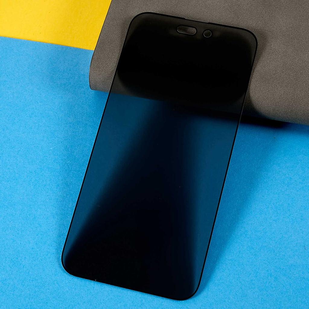 For iPhone 14 Pro Max 6.7 Inch Full Coverage Anti-Spy Tempered Glass Film Full Glue Silk Printing Screen Protector