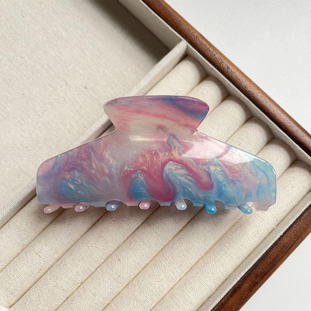 1pc Korean-style large dappled gradient color acrylic claw clip, sweet spring and summer back of the head hair clip.