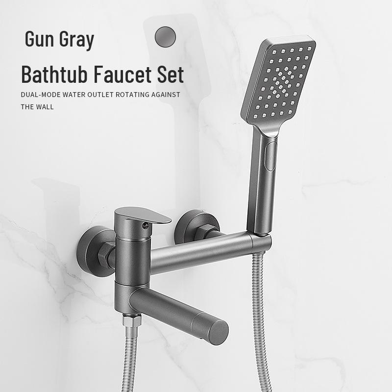 

Black Brass Bathroom Bathtub Faucet Set with Shower Head and Hot/Cold Mixer Valve