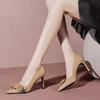 Dicker Absatz spitze Zehenpartie flacher Ausschnitt Blumenmuster Pendler Single Shoes Damenschuhe weiche Sohle bequem kleine Lederschuhe Herbst High Heels