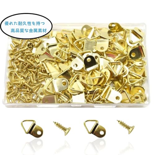 TUDOUZZZ Gold Triangular Hanging Hooks, Set of 100, Picture Frame Hooks with Wood Screws for Hanging Picture, Clock, and Photo Frames, 22 X 10mm, with