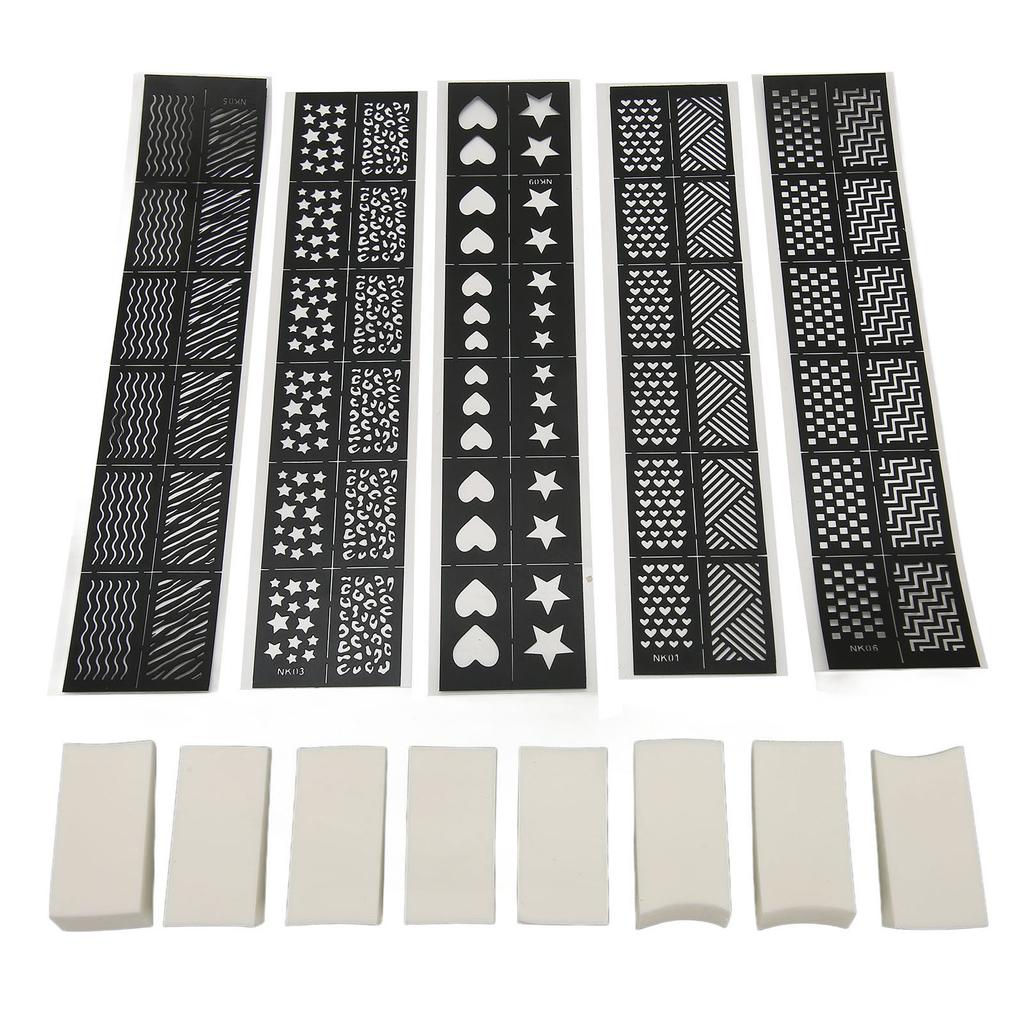 Nail Art Printing Template Professional 3D DIY Decoration Hollow Stickers Nails Soft Sponges