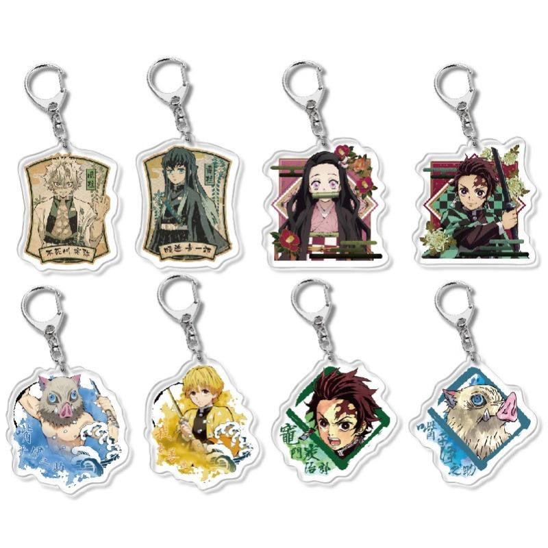 Tanjiro Nezuko Acrylic Keychain  Anime Character Pendant Car Key Chain Bag Hanging Gift Toy