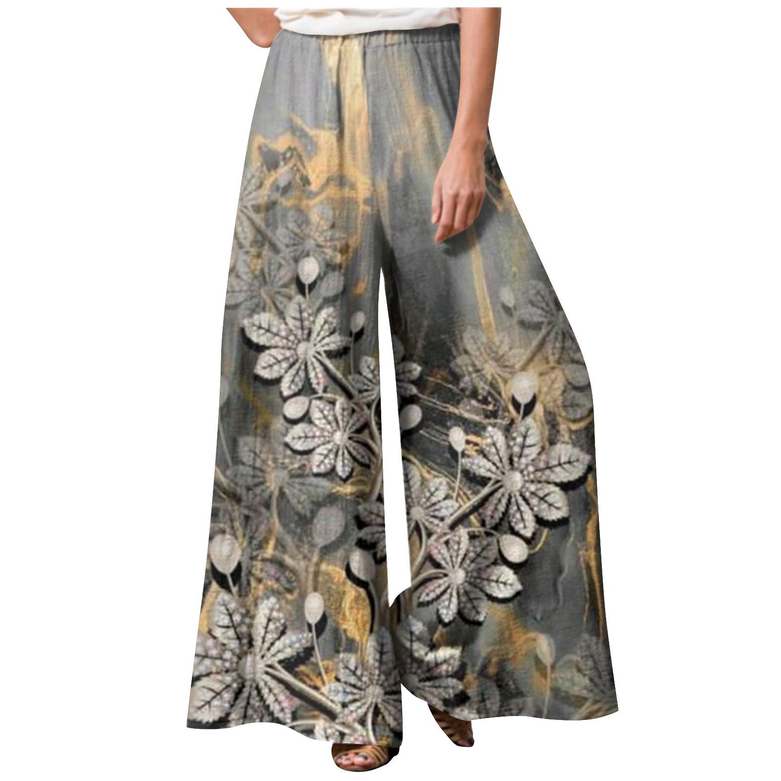 

Женские широкие брюки с принтом, повседневные эластичные брюки с прямой талией и высокой талией, эластичные брюки XXXXXL