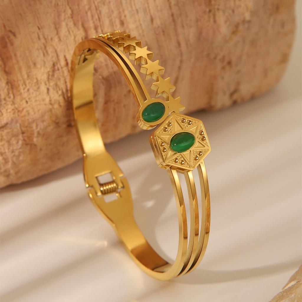 Gold-Plated Zircon Vintage Women's Bracelet - Light Luxury Fashion