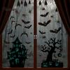 No Residue Halloween Stickers 6 Sheets Static Window Stickers, Reusable Haunted House Bat Spider Web Removable Art Decals, Electrostatic PVC