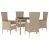 VidaXL Garden Dining Set with Cushions 5 Pcs Beige Poly Rattan 3157562