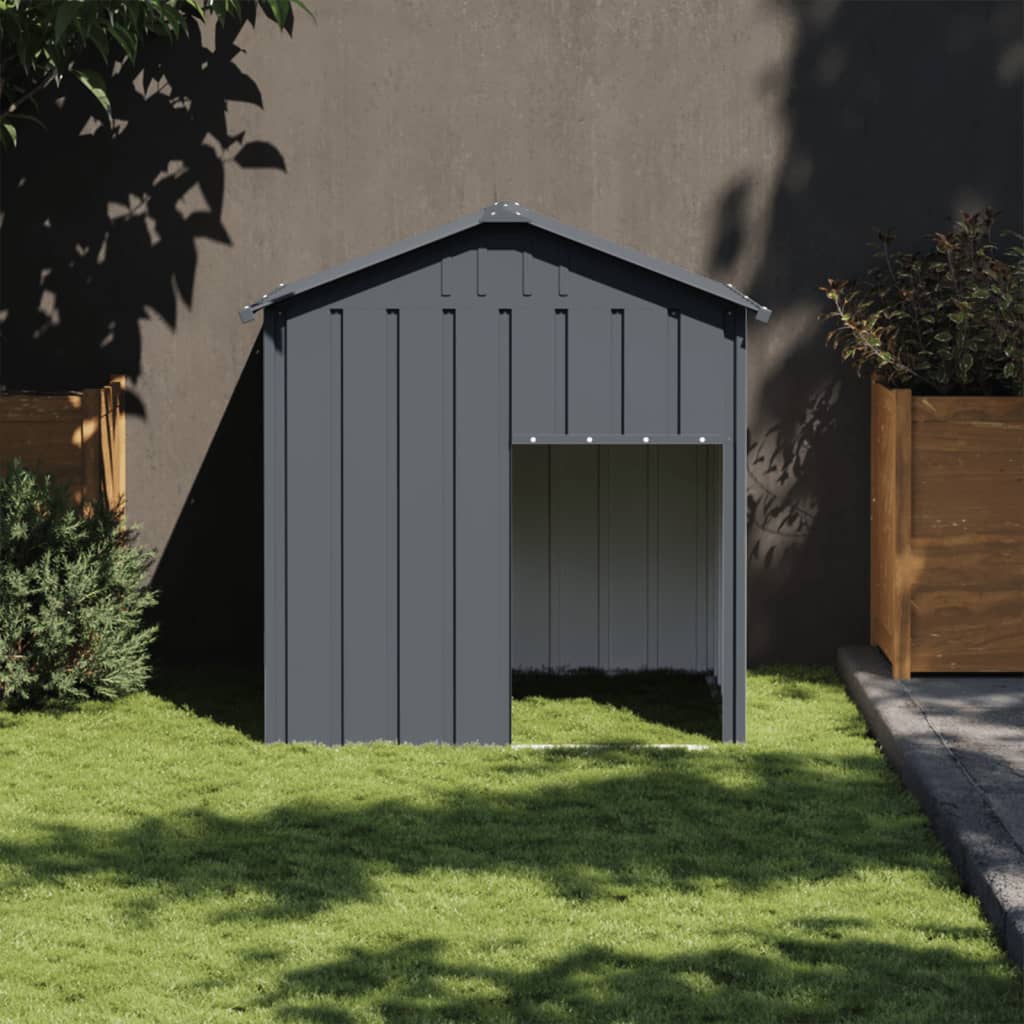 Vidaxl Buda Dla Psa, Z Dachem, Antracytowa, 117X103X123 Cm, Stal
