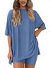 2026 Women's Casual Round Neck Slit Loose Short Sleeve Home Wear Set
