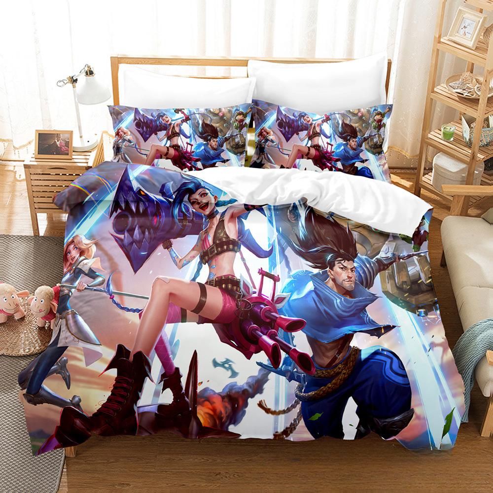 Comforter League Of Legends Lady Of Luminosity And Vn Design Quilt Set Three-Piece Lol Game Character Print Bedding King Size