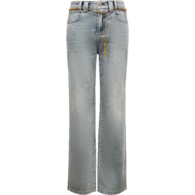 

ONLY Women s Retro Straight Leg Jeans with Waist Chain L