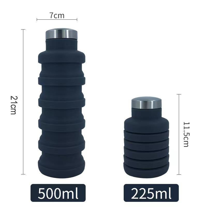 Collapsible Silicone Water Bottle, Leakproof Portable Sports Bottle for Travel & Hiking