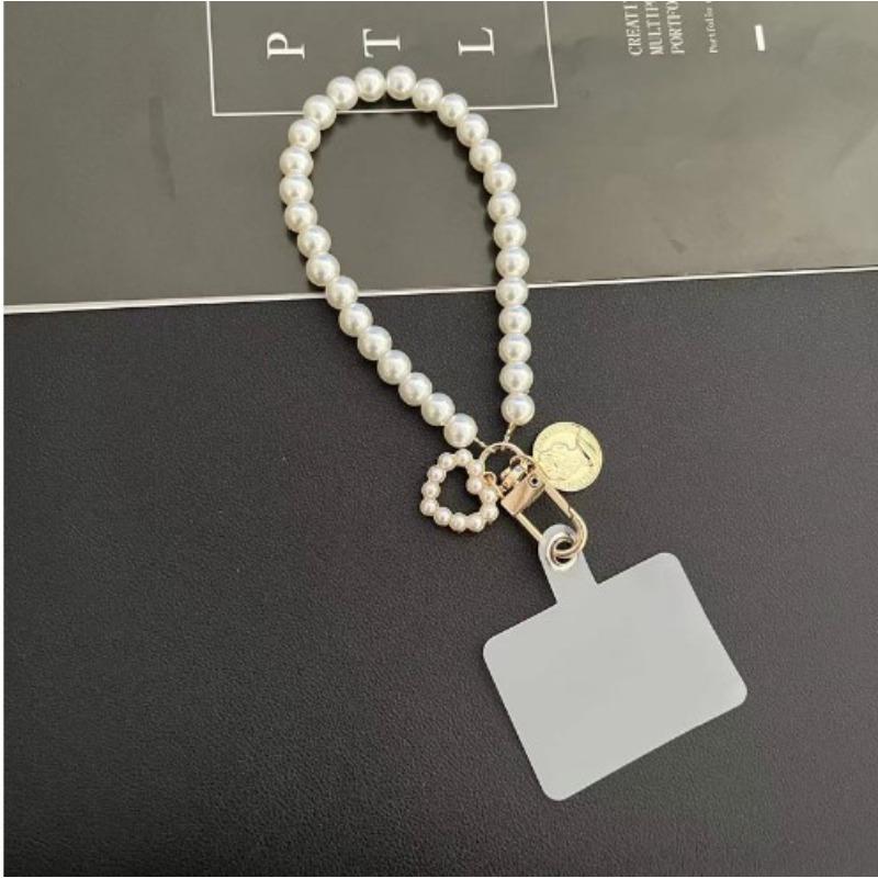 Luxury Plating Beaded Bracelet Phone Chain Acrylic Pendant For iPhone 11 13 Pro Max Woman Gold Anti-Lost Chain Hanging Jewelry