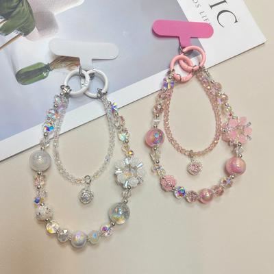 Light Luxury Crystal Beaded Mobile Phone Lanyard Wrist Full Diamond Hanger Chain for Women High-end Rhinestone Niche Hand Chain