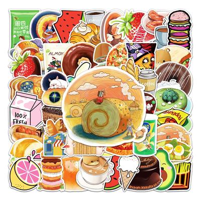 50 Food Drink Cartoon Creative Suitcase Guitar Scooter Tablet Car Doodle Waterproof Stickers