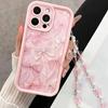 iPhone16/15ProMax mobile phone case with lanyard bow, Apple 14/13 bracelet 12pro11.