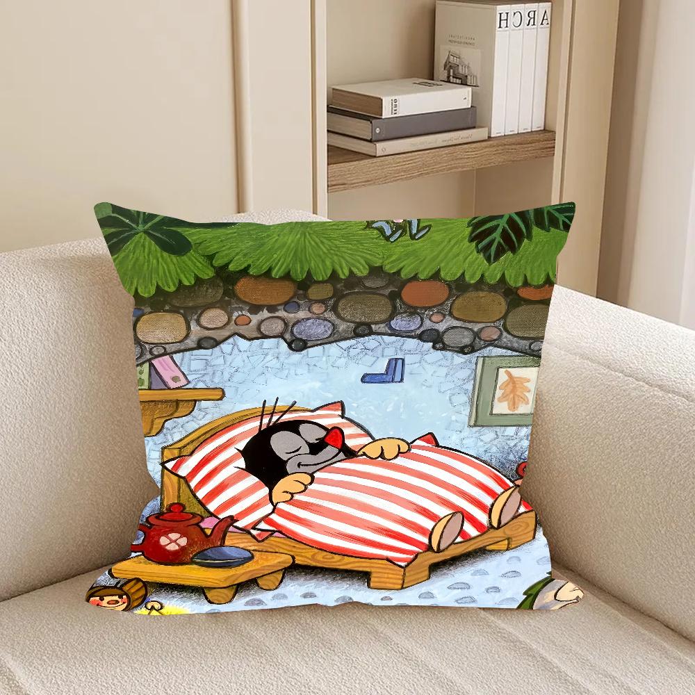 Милая Наволочка для Подушки с Кротом Квадратная для Комнаты Дивана С Домашним Использованием Плюшевая Милая Подушка 12x12Inch