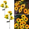 YZYOE Solar LED Sunflower Decorative Outdoor Garden Atmosphere Light and Garden Landscape Dusk To Dawn Wireless Flower Gift Light 2-Pack Three-Head