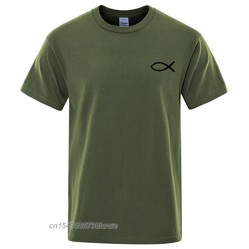 New T Shirt Unisexs Brand Tees Boys Male TShirt Tops Christian Jesus Fish High Quality Brand Unisex Tshirt