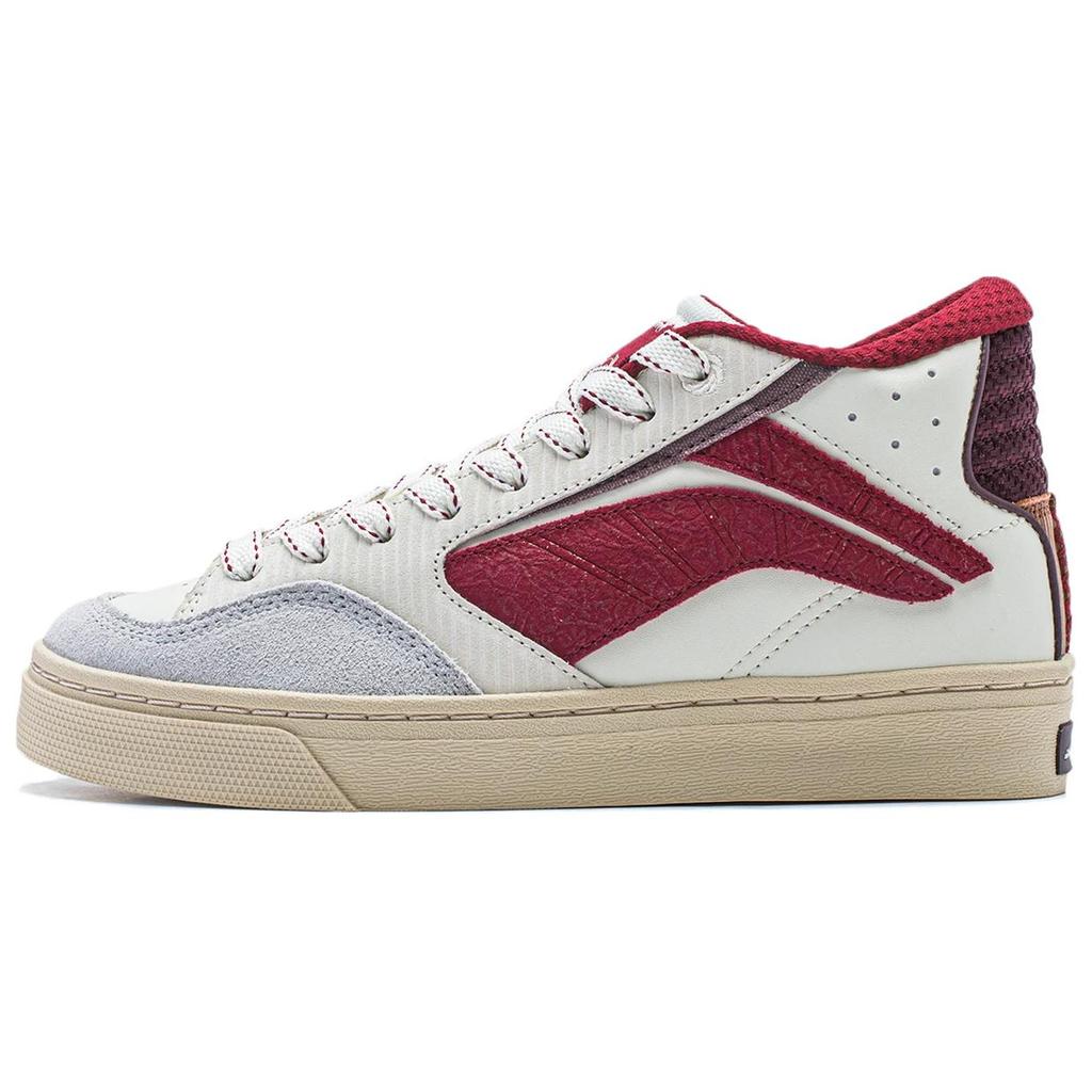 Li Ning Wei Wu 180 Soft Elastic Casual Non-Slip Wear-Resistant Mid-Top Skate Shoes Women Skate Shoes White Red AECU008-3