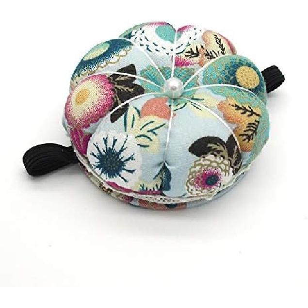 Jafirous 3Pcs DIY Sewing Pincushion Pumpkin Shape Cotton Fabric Button Wrist Strap for Cross Stitch Sewing Safety Pin Cushion Accessories Elastic